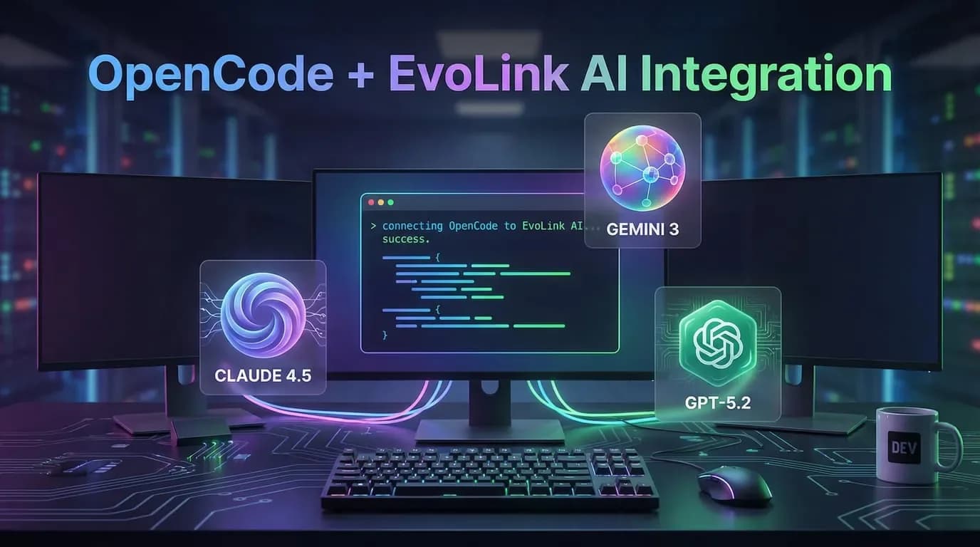 OpenCode 配置教程：如何用 EvoLink API 搞定 Claude 4.5、GPT-5.2 和 Gemini 3 Pro