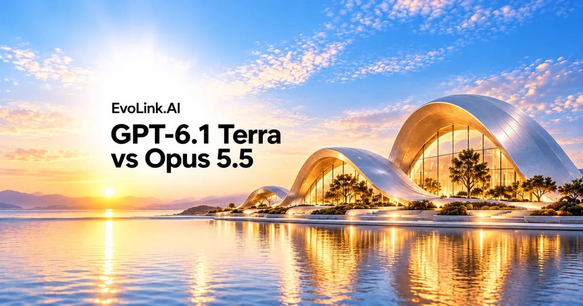 GPT-6.1 Terra versus Opus 5.5 cover with silver arches and golden light over water