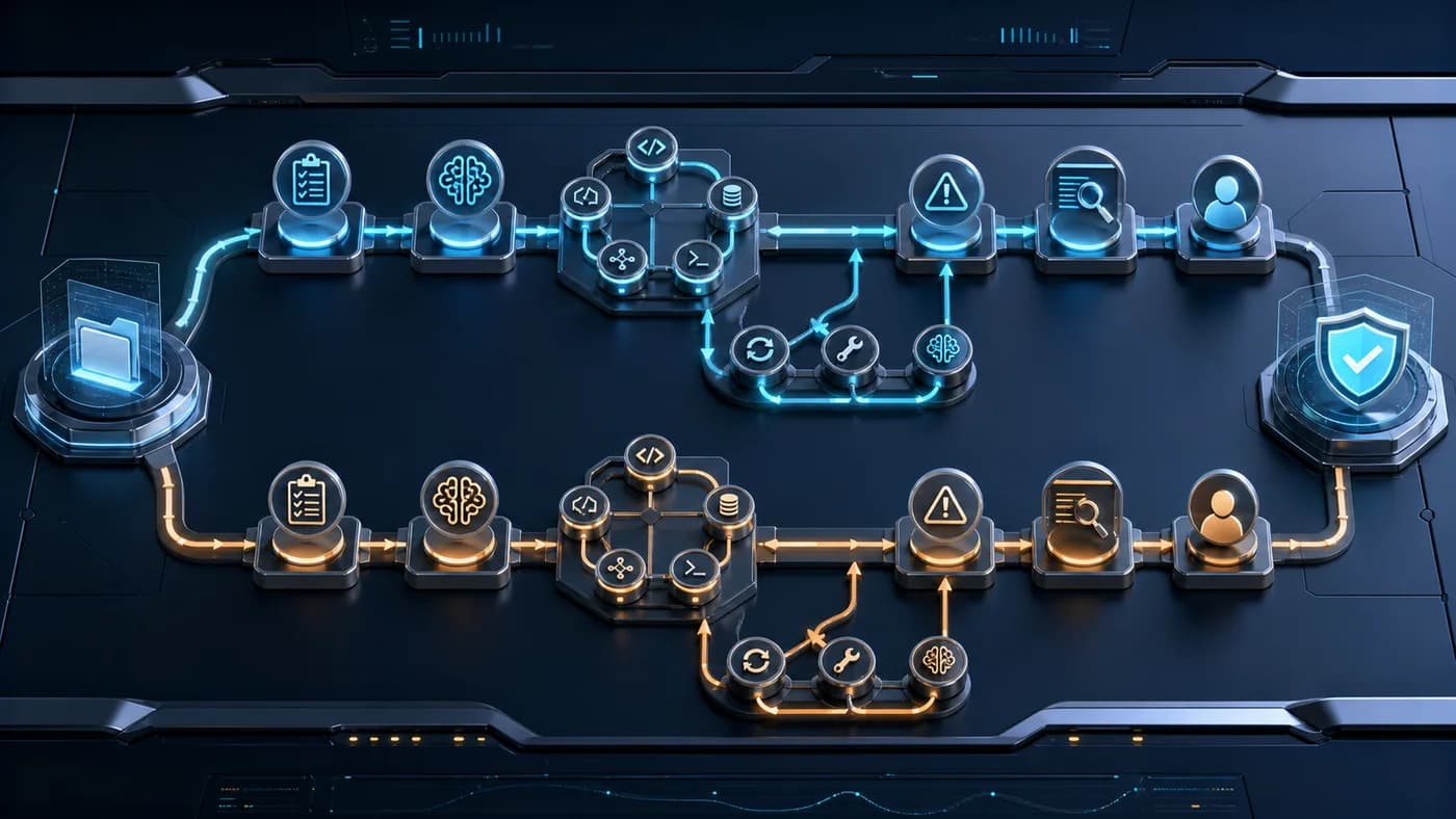 A production evaluation workflow routing Kimi K3 and Claude Opus 4.8 by task acceptance, tool reliability, reviewer intervention, and fallback