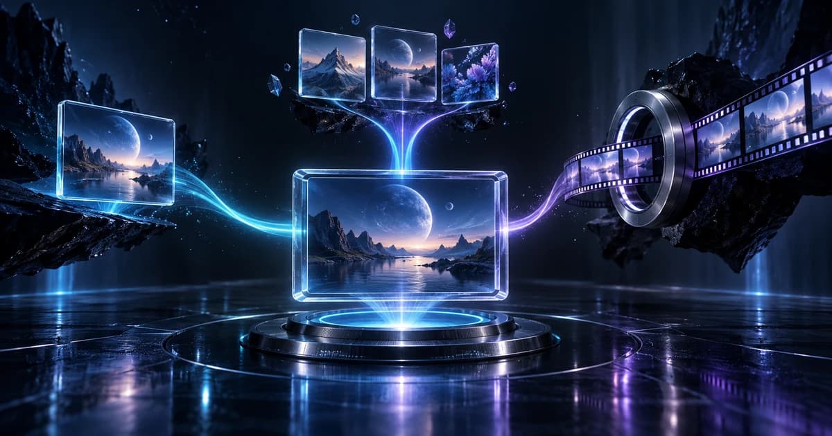 Kling 4.0 Flash evaluation: A glass video frame receives separate generation, reference and editing paths.