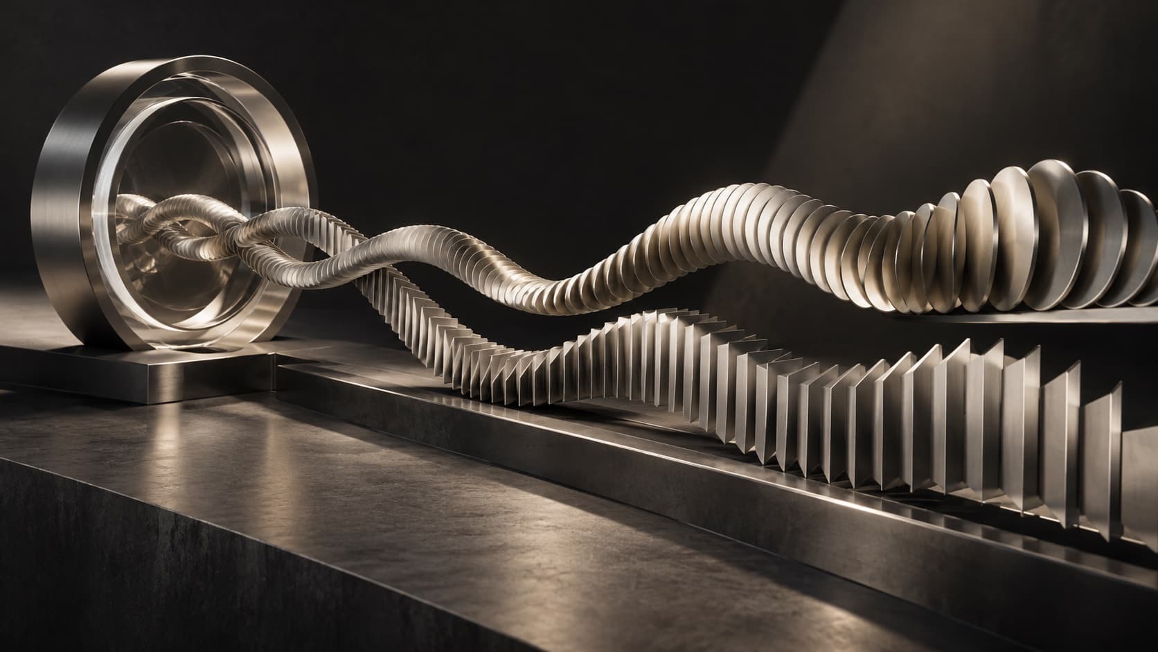 Two distinct metal waveforms separating into parallel tracks