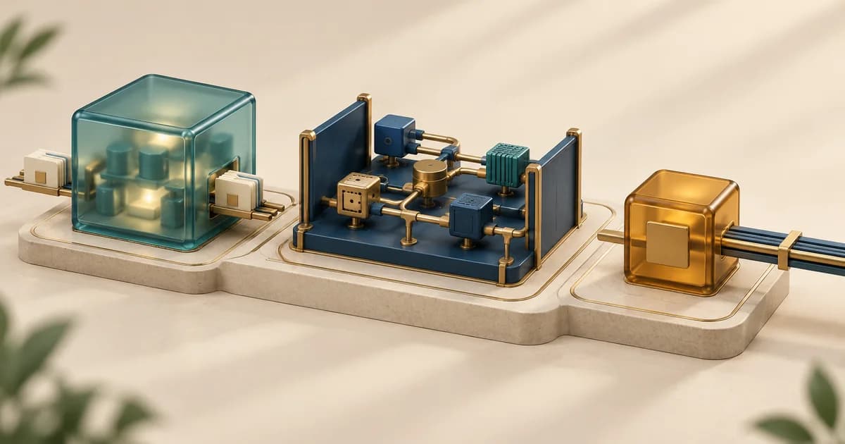 Editorial illustration comparing managed runtime, application orchestration and a direct model interface