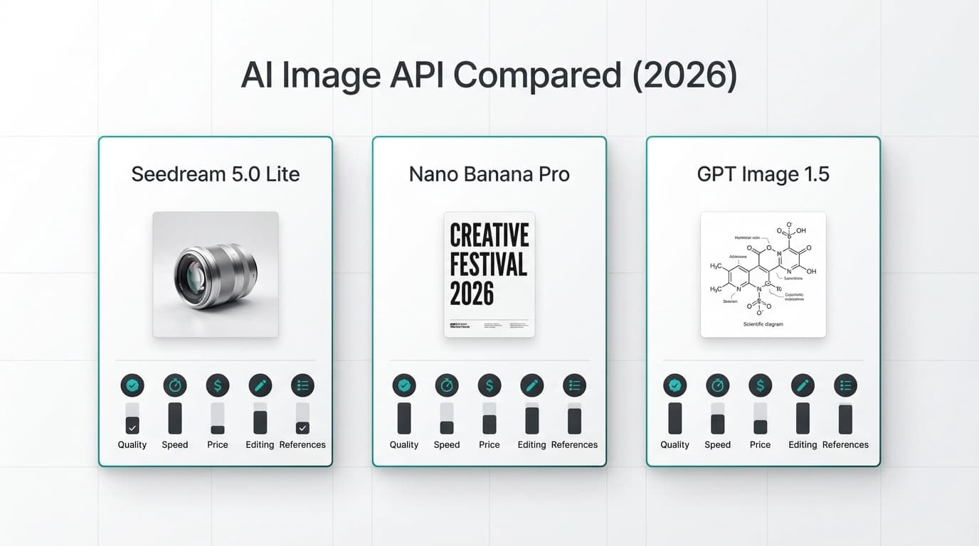 Seedream 5.0 Lite vs Nano Banana Pro vs GPT Image 1.5：AI 图像 API 深度对比