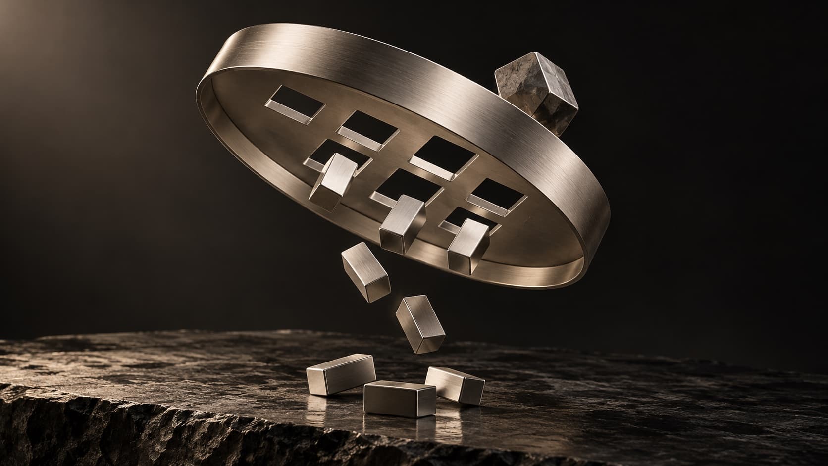 Metal blocks passing through a precision filter