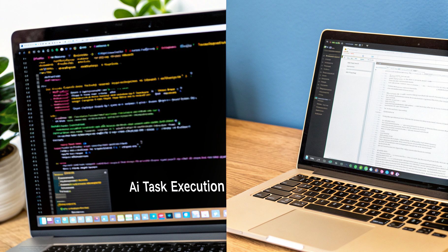 An abstract visualization showing different AI tasks like text generation, image classification, and sentiment analysis branching out from a central API node.